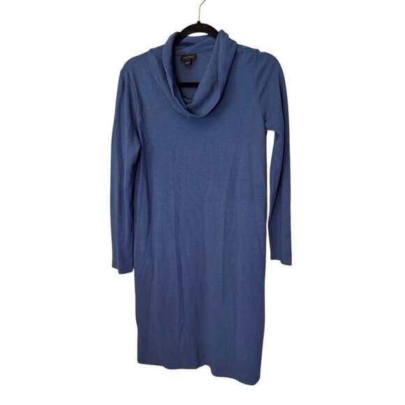 J. Jill Women's Small‎ Wearever Collection Small Blue Ribbed Cowl Neck Dress - Picture 1 of 4